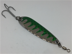 <b>1 oz. Silver Gator Casting Spoon Emerald Tape - Treble Hook</b>