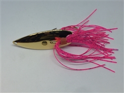 <b> 1/4 oz. Gold Gator Weedless Spoon - Pink Skirt Trailer</b>