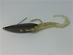 1/2 oz. Black Gator Weedless Spoon with Gold Worm Trailer