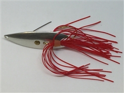 1/2 oz. Matte Silver Gator Weedless Spoon with Red Skirt Trailer.