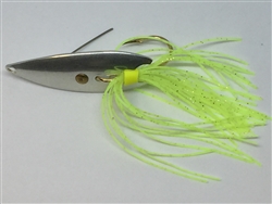1/2 oz. Matte Silver Gator Weedless Spoon with Chartreuse Skirt Trailer.