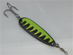 1 oz. Black Nickel Gator Casting Spoon Chartreuse Tape - Treble Hook