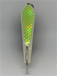 <b>#100 Gator KingspoonÂ® Bone Powder Coat - Chartreuse Tape</b>