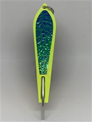 <b>#100 Gator KingspoonÂ® Chartreuse Powder Coat - Bluegreen Ice Tape</b>