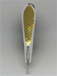 <b>#100 Gator KingspoonÂ® Pearl White Powder Coat - Gold Tape</b>