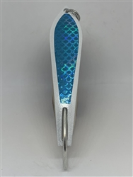 <b>#100 Gator KingspoonÂ® Pearl White Powder Coat -Sky Blue Tape</b>