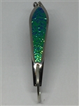 100 Silver Gator Kingspoonâ„¢ with Blue Green Ice Tape.