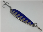 1L oz. Long Silver Gator Casting Spoon with Blue tape.