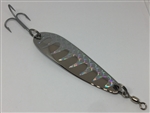 1L oz. Long Silver Gator Casting Spoon with Silver tape.