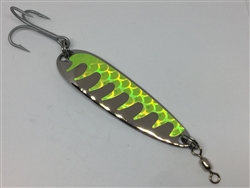 1 oz. Silver Stainless Gator Casting Spoon With Chartreuse Tape