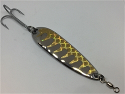 1 oz. Silver Gator Casting Spoon Gold Tape - Treble Hook