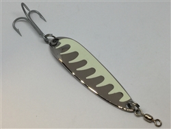 1 oz. Silver Stainless Gator Casting Spoon With Glow Tape - Treble Hook
