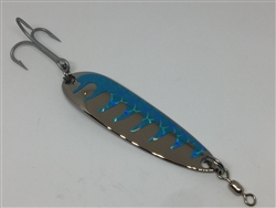 1 oz. Silver Stainless Gator Casting Spoon With Sky Blue Tape
