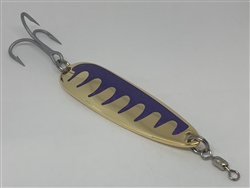 1 1/2 oz. Gold Gator Casting Spoon Purple Tape - Treble Hook