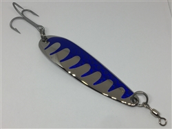 1 1/2L oz. Long Silver Gator Casting Spoon with Blue tape.