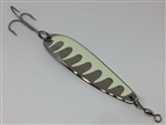1 1/2L oz. Long Silver Gator Casting Spoon with Glow tape.