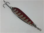 1 1/2L oz. Long Silver Gator Casting Spoon with Red tape.