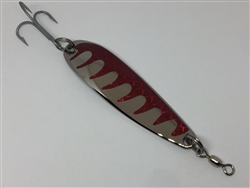 1 1/2L oz. Long Silver Gator Casting Spoon Red Tape - Treble Hook