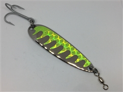 <b>1 1/2 oz. Silver Gator Casting Spoon Chartreuse Tape - Treble Hook</b>