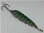 <b>1 1/2 oz. Silver Gator Casting Spoon Emerald Tape - Treble Hook</b>