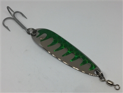 <b>1 1/2 oz. Silver Gator Casting Spoon Emerald Tape - Treble Hook</b>