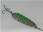 <b>1 1/2 oz. Silver Gator Casting Spoon Lime Green Tape - Treble Hook</b>