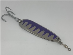1 1/2 oz. Silver Gator Casting Spoon Purple Tape - Treble Hook