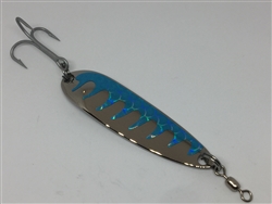<b>1 1/2 oz. Silver Gator Casting Spoon Sky Blue Tape - Treble Hook</b>