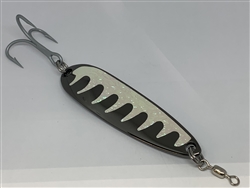 <b>2 oz. Black Nickel Gator Casting Spoon Glow Ice Tape - Treble Hook</b>