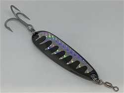 <b>2 oz. Black Nickel Gator Casting Spoon Silver Tape - Treble Hook</b>