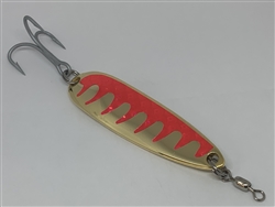<b>2 oz. Gold Gator Casting Spoon Pink Tape - Treble Hook</b>