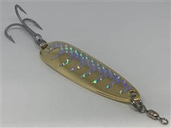 <b>2 oz. Gold Gator Casting Spoon Silver Tape - Treble Hook</b>
