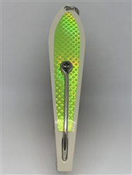 b>#250 Gator KingspoonÂ® Bone Powder Coat - Chartreuse Tape</b>