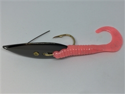 <b> 1/4 oz. Black Gator Weedless Spoon - Bubble Gum Worm Trailer</b>