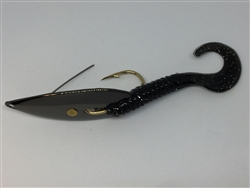  1/4 oz. Black Gator Weedless Spoon - Black Worm Trailer.