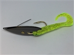 <b> 1/4 oz. Black Gator Weedless Spoon - Chartreuse Worm Trailer</b>