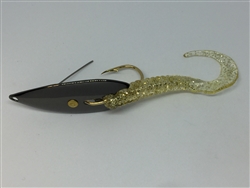 <b> 1/4 oz. Black Gator Weedless Spoon - Gold Worm Trailer</b>