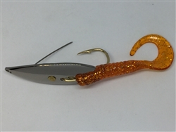 1/4 oz. Chrome Gator Weedless Spoon - Orange Worm Trailer.