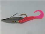 1/4 oz. Chrome Gator Weedless Spoon - Pink Worm Trailer.