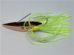 1/4 oz. Copper Gator Weedless Spoon - Chartreuse Skirt Trailer.