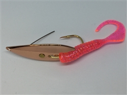 1/4 oz. Copper Gator Weedless Spoon - Pink Worm Trailer.