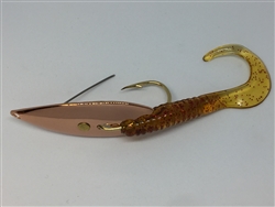 <b>1/4 oz. Copper Weedless Spoon - Root Beer Worm Trailer</b>