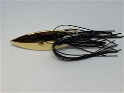 <b> 1/4 oz. Gold Gator Weedless Spoon - Black Skirt Trailer.</b>