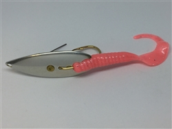 <b>1/4 oz. Matte Silver Gator Weedless Spoon - Bubble Gum Worm Trailer</b>