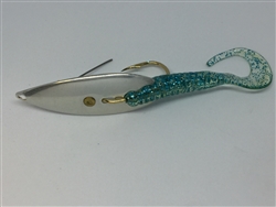 <b>1/4 oz. Matte Silver Gator Weedless Spoon - Sky Blue Worm Trailer</b>