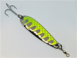 3 oz. Silver Gator Casting Spoon - Chartreuse Tape - Treble Hook
