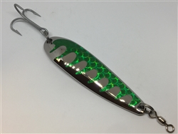 3 oz. Silver Gator Casting Spoon - Emerald Tape - Treble Hook
