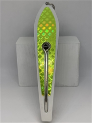 #350 Gator KingspoonÂ® Pearl White Powder Coat - Chartreuse Tape