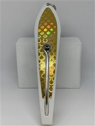#350 Gator KingspoonÂ® Pearl White Powder Coat - Gold Tape