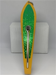 <b>#350 Gator KingspoonÂ® Yellow Powder Coat - Green Ice Tape </b>